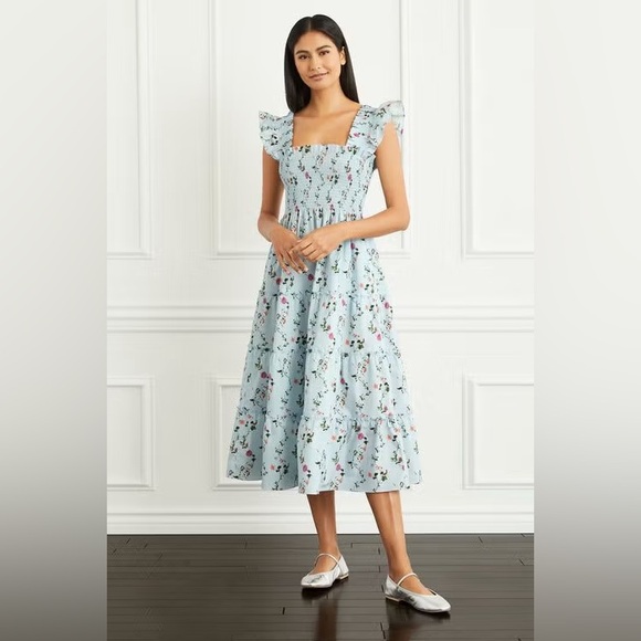 Hill House Dresses & Skirts - Hill House Light Blue Floral Midi Dress